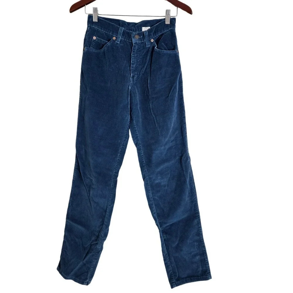 Levi's Strauss 952 Straight Leg Women Corduroy Orange Tab Pants M Blue